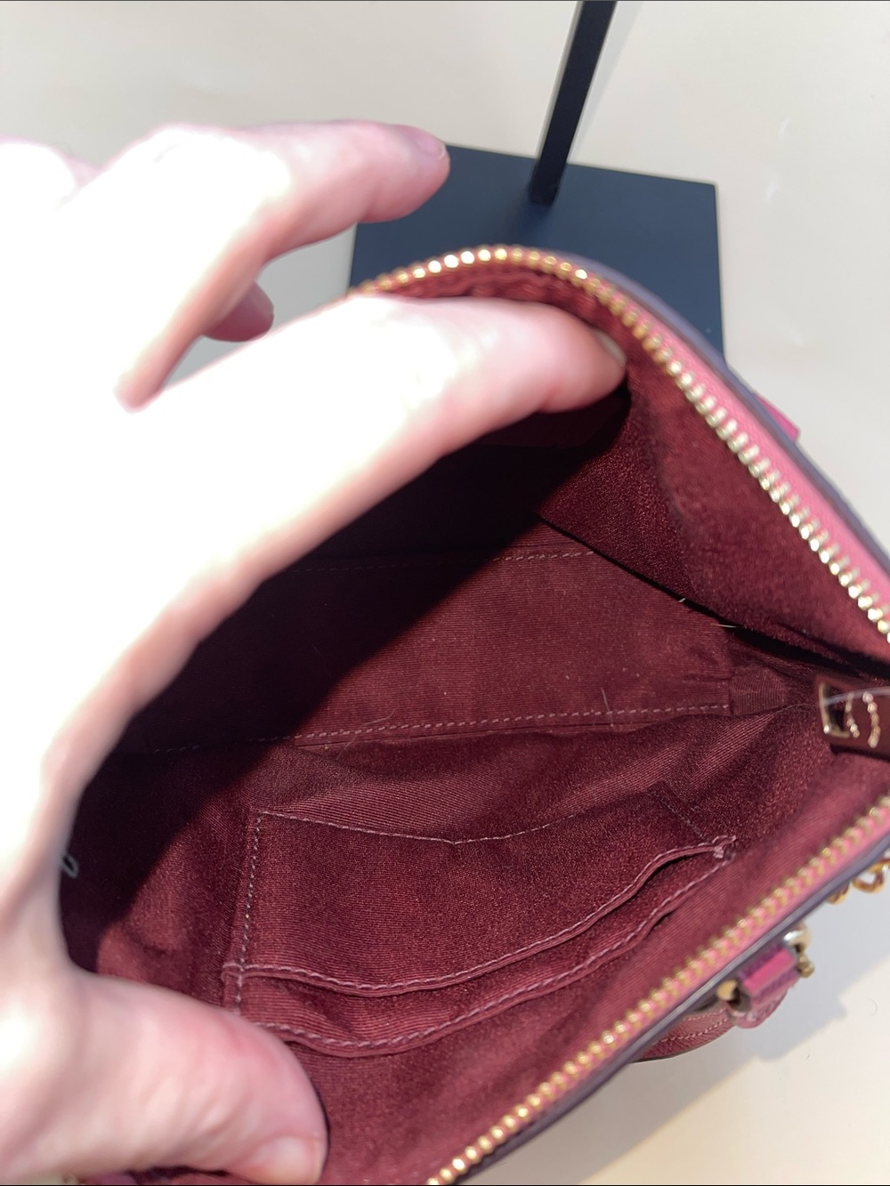 Coach Magenta Leather Mini Satchel with Gold Charm Chain - Picture 5 of 7